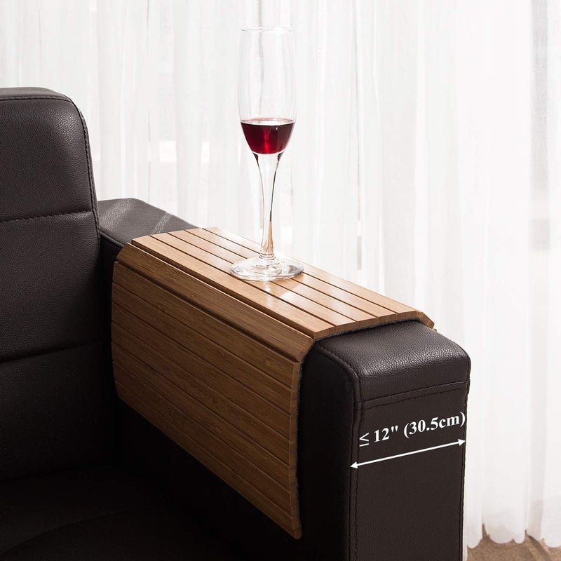 GEHE Sofa Arm Tray Table - Flexible/Foldable Couch Arm Table Perfect for Drink & Snacks Great Armrest Tray (16.5" L x 13.25" W x 0.35" H, Natural Bamboo) - Image 3